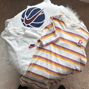 Boys Nike White Tees with Red and Black Logo